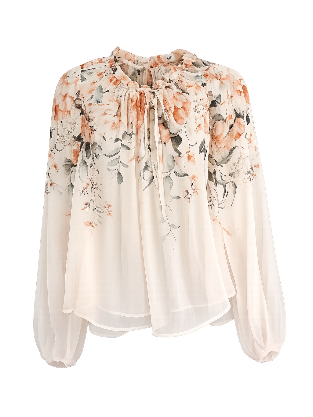 Rachel Zoe Nwt Floral Sheer Blouse Romantic Boho Ruffle Neck Top Small